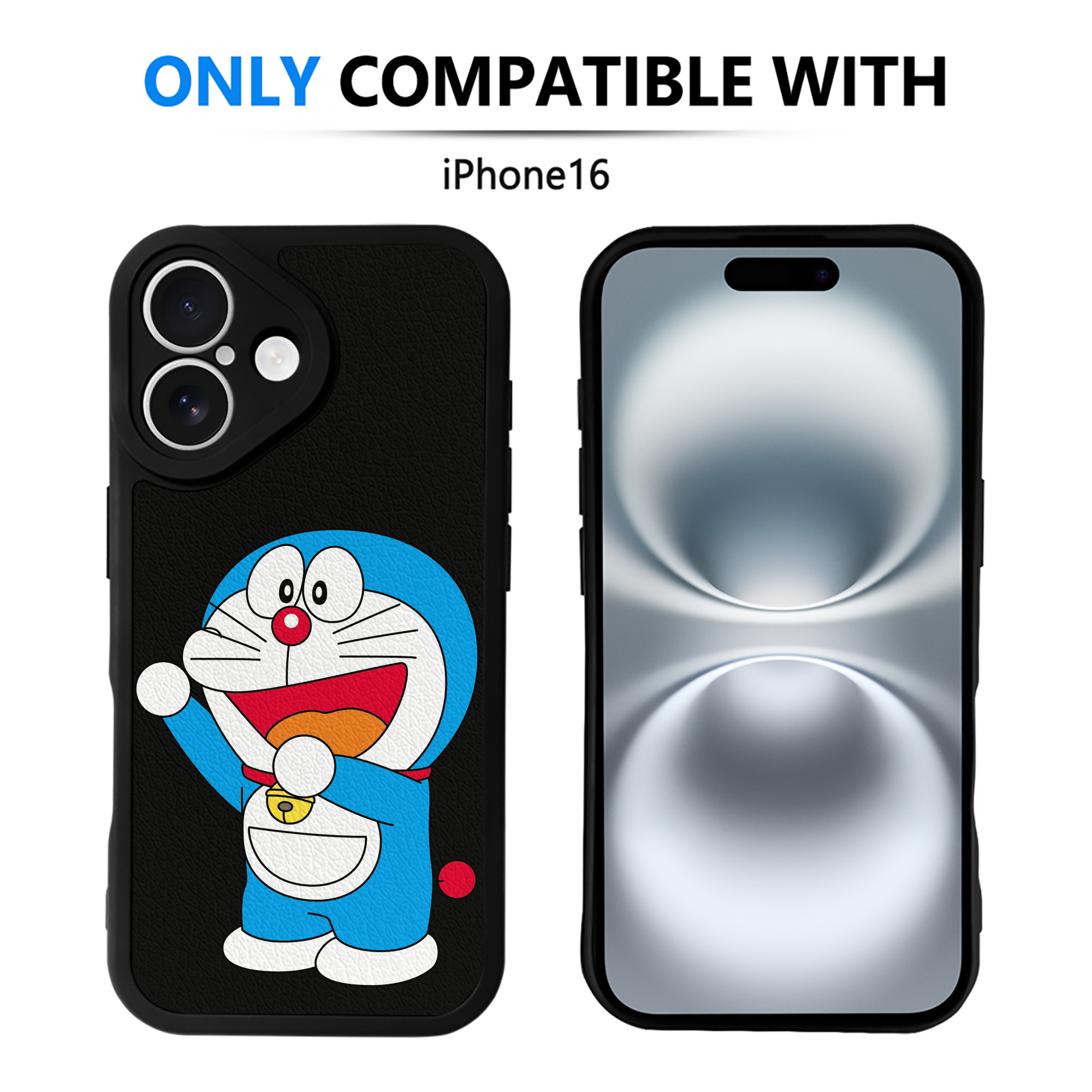 （画像用） ドラえもん Doraemon 【iPhone 16シリーズ対応】シリコンスマホケース（レザー調） 材質：シリコン
